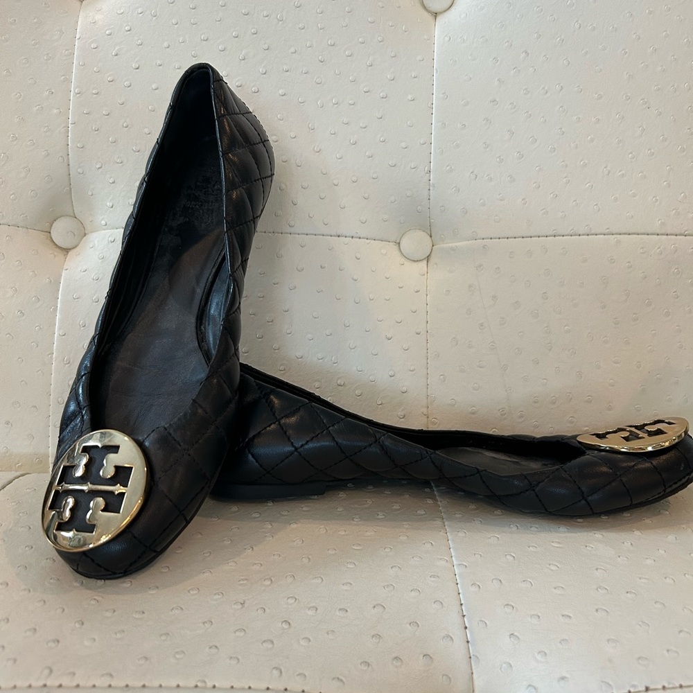 Black Quilted Tory Burch Flats